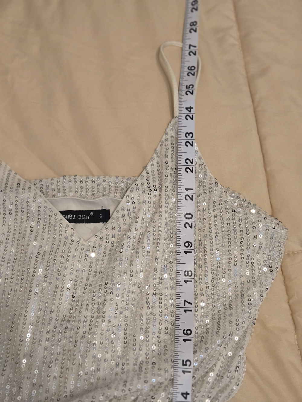 Sequin White/Silver Spaghetti Strap Romper - Picture 6 of 6